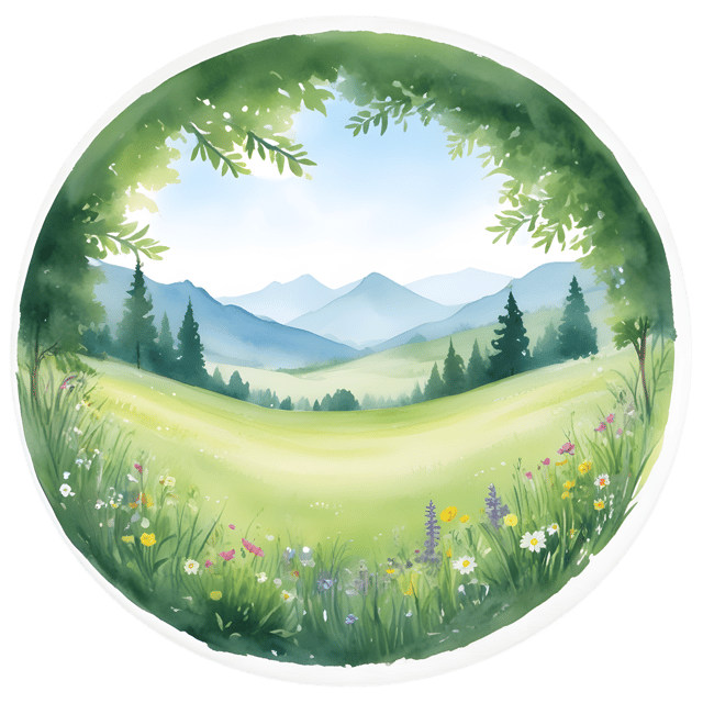 Free transparent PNG: Glowing Circle-Cradled Serene Meadow PNG for Decorative and Artistic Use