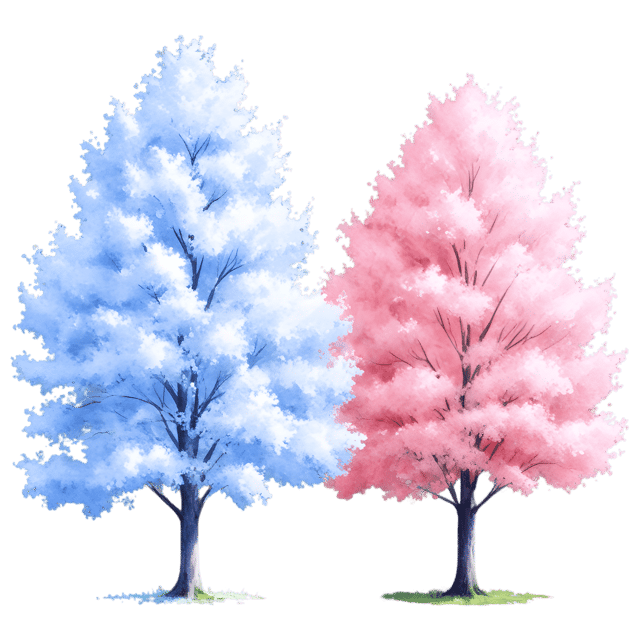 Free transparent PNG: Blossom-Covered Trees Under Clear Blue Sky PNG Illustration for Nature and Decorative Design