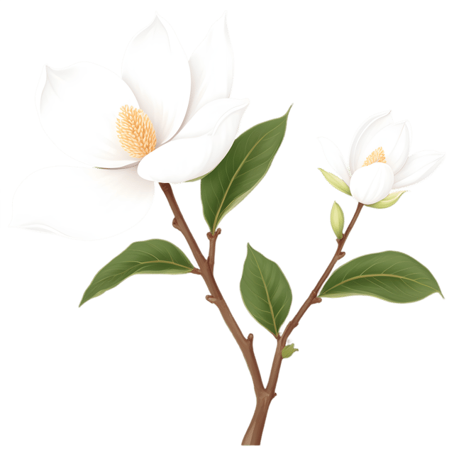 Free transparent PNG: Magnificent White Magnolia Blooming PNG with Transparent Background