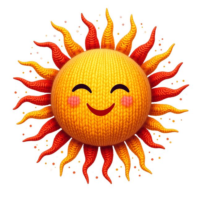 Free transparent PNG: Knitted Sun with Sparkles PNG - Transparent Background Digital Art for Crafting and Decor