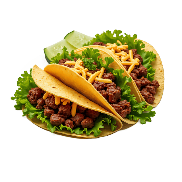 Free transparent PNG: Beef Tacos with Lettuce and Cheese PNG Clipart for Food Photography and Design