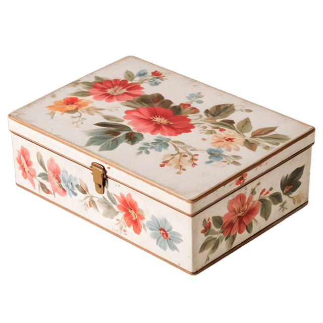 Free transparent PNG: Floral Storage Box PNG with Transparent Background for Decorative and Craft Uses