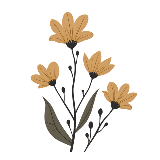 Free transparent PNG: Brittle Flowers  Nature Clipart in Faded Beige Tones, Free PNG Download
