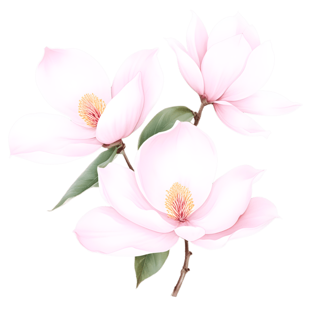 Free transparent PNG: Soft Pink Blooming Magnolia PNG with Transparent Background for Floral Design and Decor