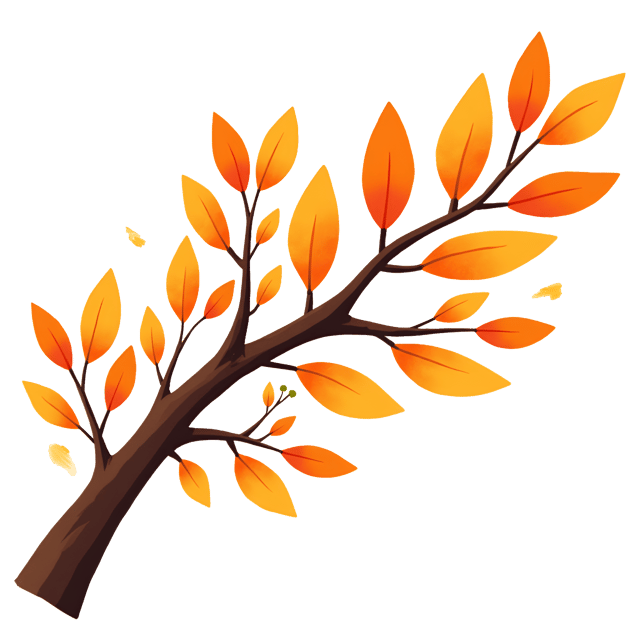 Free transparent PNG: Glowing Orange and Yellow Leaves Tree Branch Watercolor Illustration