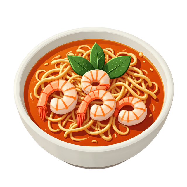 Free transparent PNG: Laksa Noodle Soup with Shrimp  Southeast Asian Cuisine Clipart, free download png