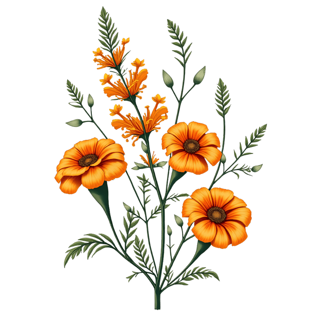 Free transparent PNG: Snapdragon and Marigold Flowers PNG  Perfect for Garden Decor, Crafts  Clipart