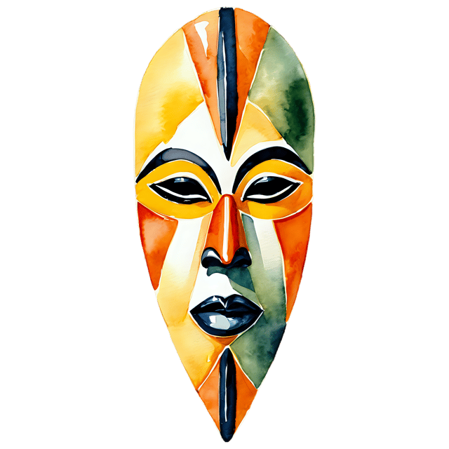 Free transparent PNG: African Watercolor Mask PNG – Transparent Background Artwork