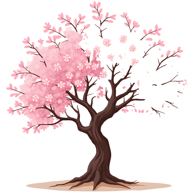 Free transparent PNG: Blossoming Cherry Tree Clipart Illustration in Full Bloom with Delicate Pink Flowers on Transparent Background