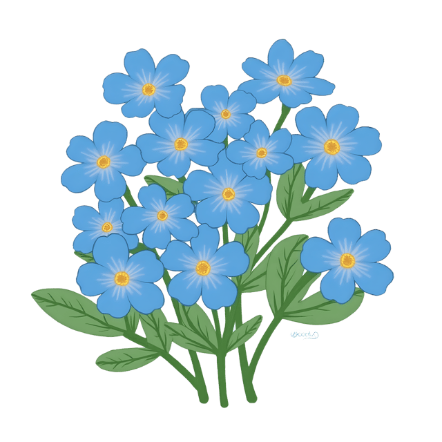 Free transparent PNG: Blue Forget-Me-Not Cluster PNG with Transparent Background for Floral Design
