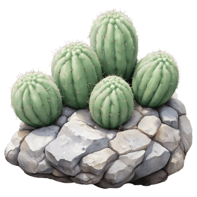 Free transparent PNG: Green Cacti Cluster Transparent PNG for Plant Illustration and Decorative Use