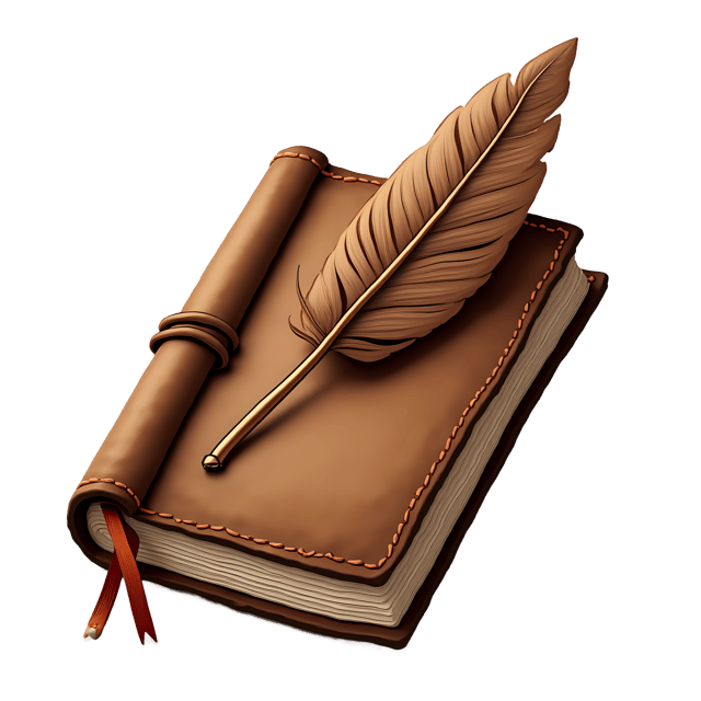 Free transparent PNG: Vintage Writing Feather on Leather Journal  Antique Book Clipart, free download png