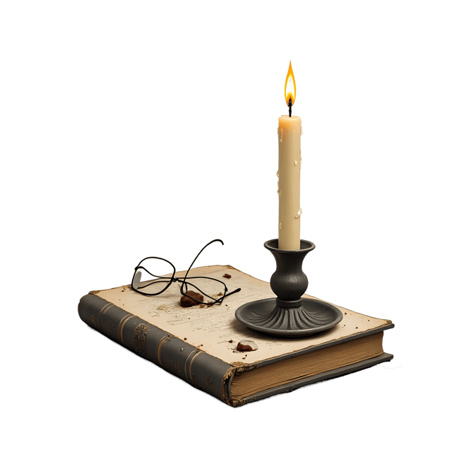 Free transparent PNG: Vintage Still Life with Candle and Book PNG Clipart  Perfect for Classic Design Projects