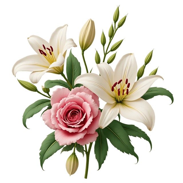 Free transparent PNG: Lily, Orchid, and Rose PNG Clipart  Elegant Floral Design Elements