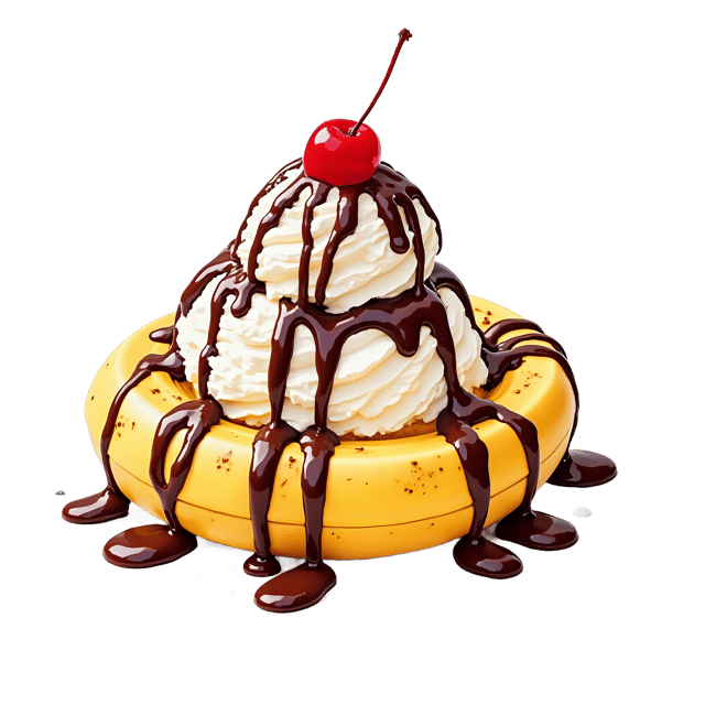 Free transparent PNG: Banana Split with Chocolate Drizzle  Dessert Clipart, free download png