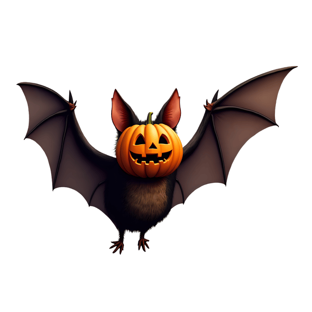 Free transparent PNG: Bat with Tiny Pumpkin Mask  Halloween Clipart, free transparent png download
