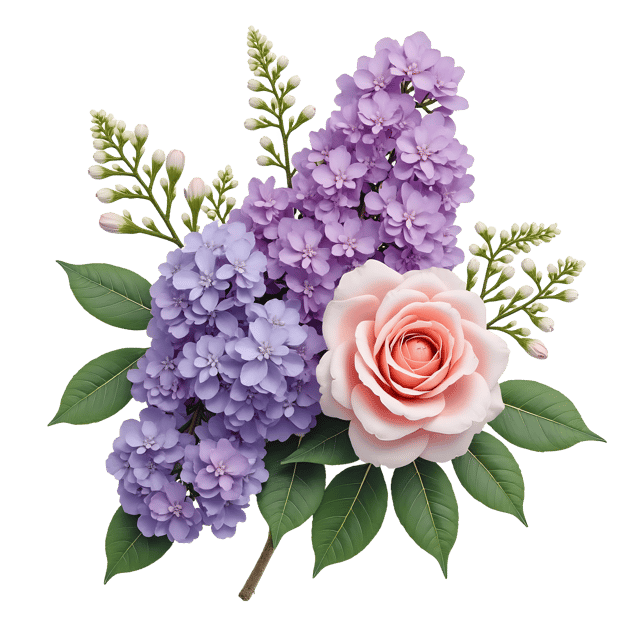 Free transparent PNG: Lilac, Rose, and Hydrangea Flowers PNG Clipart  Beautiful Blooms for Design Projects  Crafts