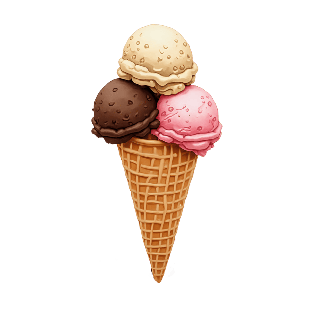 Free transparent PNG: Triple Scoop Cone with Cookie Crumbles  Dessert Clipart, free downloadable png