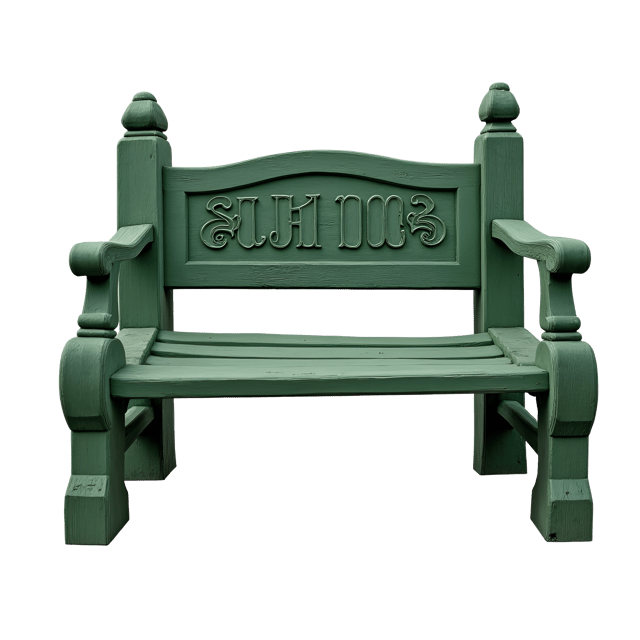 Free transparent PNG: Weathered Wooden Bench with Carved Initials and Faded Green Paint Clipart Illustration