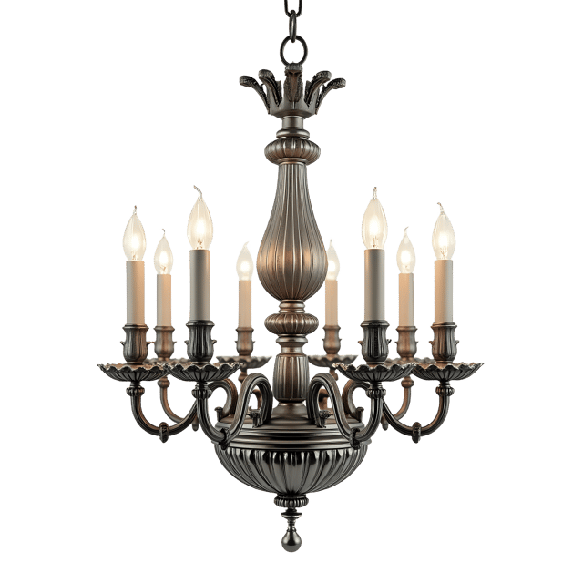 Free transparent PNG: Antique Silver Chandelier PNG Design for Elegant Lighting Decor