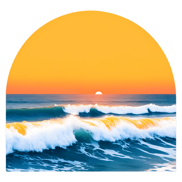 Free transparent PNG: Golden Sunset Over Ocean Waves PNG Transparent Background