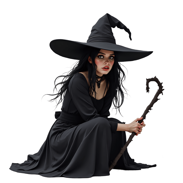 Free transparent PNG: Sinister Gothic Witch PNG with Transparent Background for Art and Design