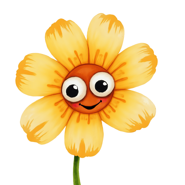 Free transparent PNG: Funny Flower Face with Round Eyes  Fun Clipart, free download png