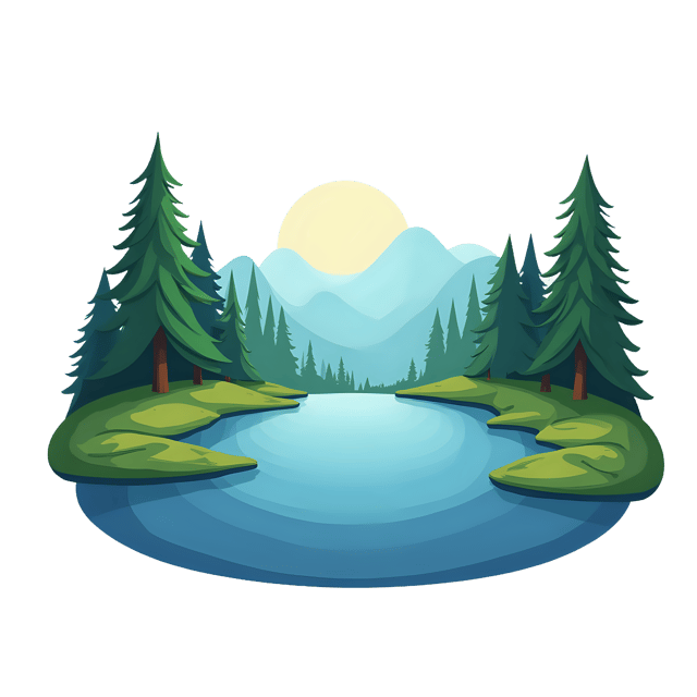 Free transparent PNG: Serene Lake with Pine Trees PNG Background