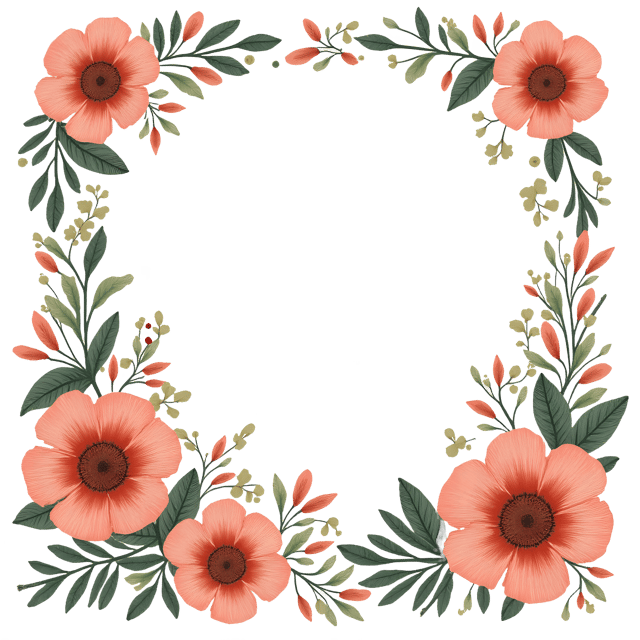 Free transparent PNG: Hand-Drawn Floral Frame PNG Clipart  Perfect for Design Projects  Crafts