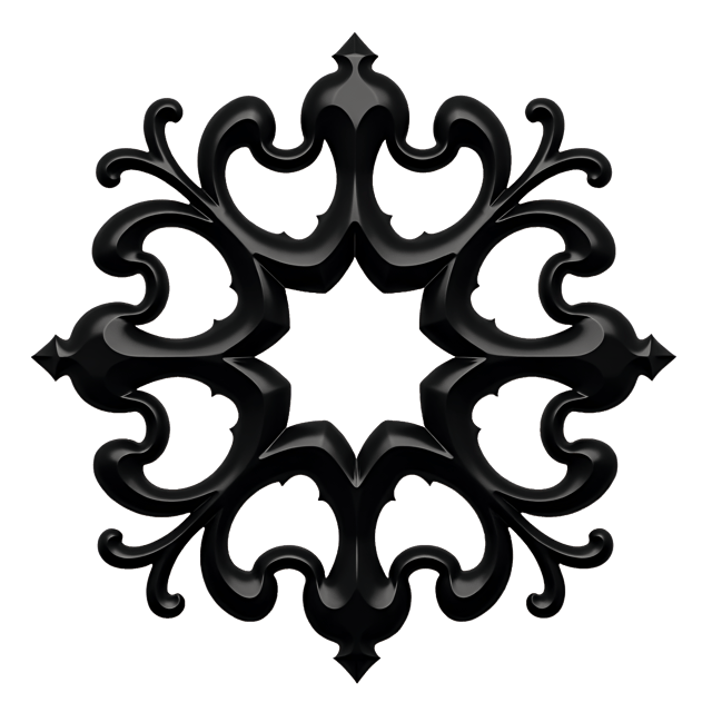Free transparent PNG: Glossy Black Symmetrical Decoration with Elegant Curves on White Background