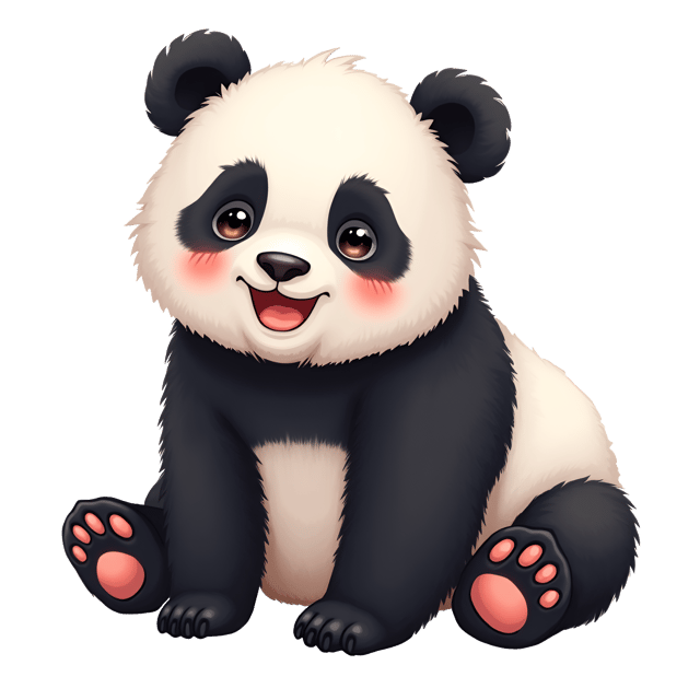 Free transparent PNG: Gentle Giant Panda Cub Illustration with Playful Expression for Cute Clipart