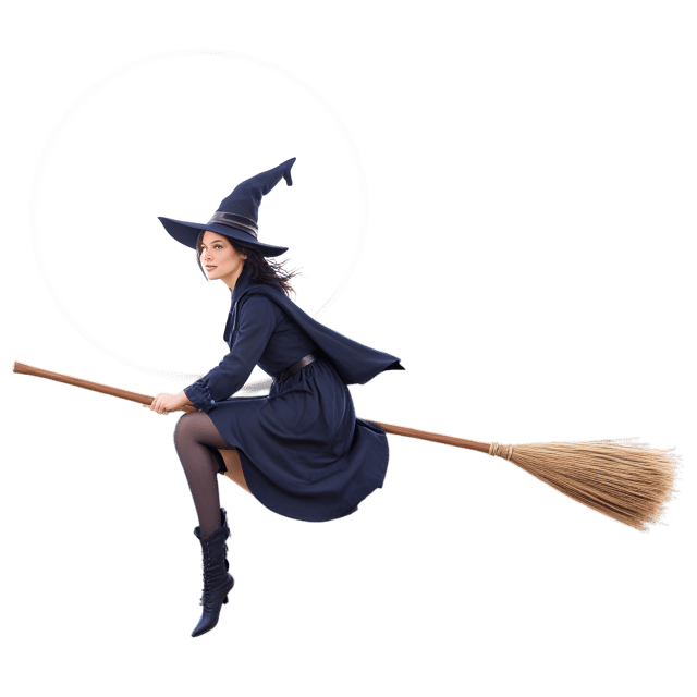 Free transparent PNG: Witch on a Broomstick PNG Transparent Background for Magical and Fantasy Artwork