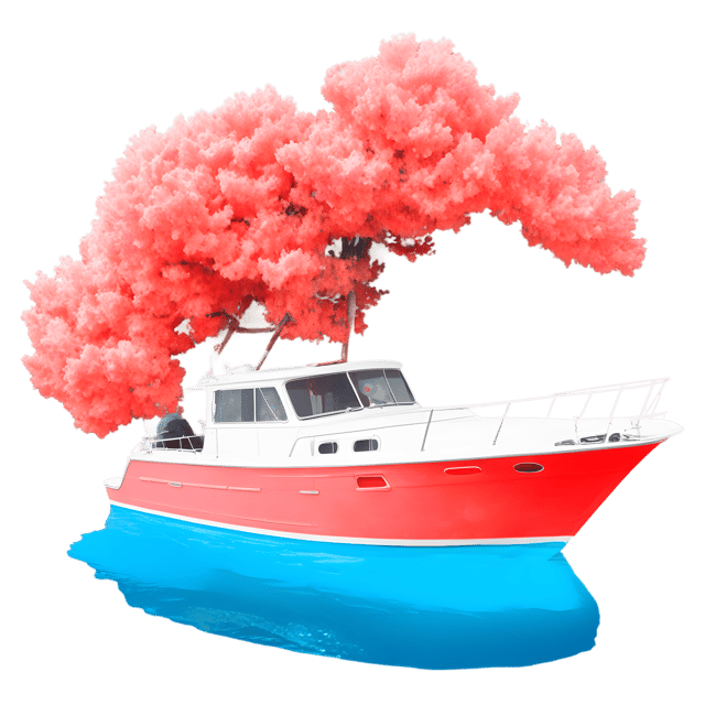 Free transparent PNG: Boat Floating in Vibrant Coral Reef PNG