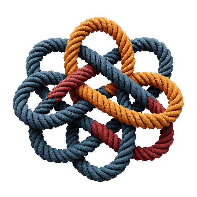 Free transparent PNG: 3D Intricate Knot Design with Twisted Forms and Vibrant Accents