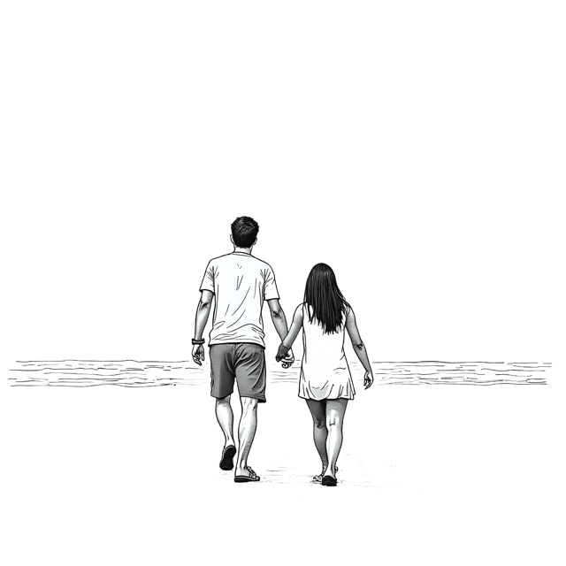 Free transparent PNG: Couple Walking on the Beach PNG Clipart  Ideal for Relationship, Travel  Decor