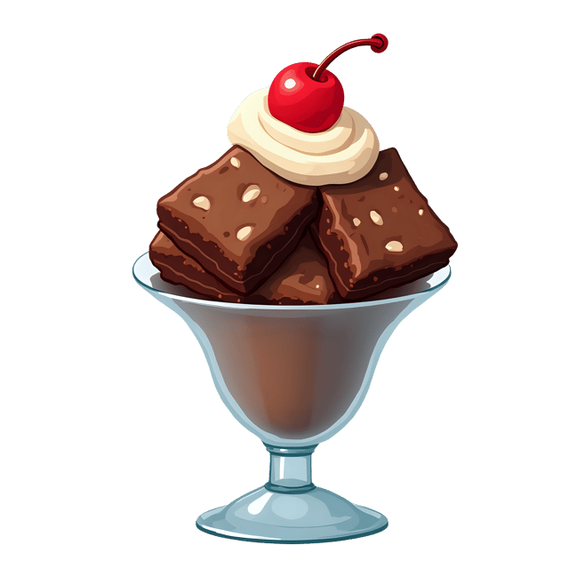 Free transparent PNG: Brownie Sundaes with Cherry Topping  Dessert Clipart, free downloadable png