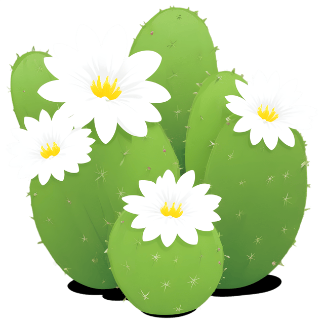 Free transparent PNG: Vibrant Green Cacti with White Flowers PNG Illustration for Nursery and Plant Lovers