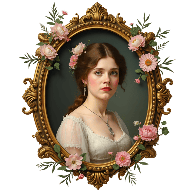 Free transparent PNG: Victorian Woman Portrait  Ornate Gilded Floral Frame, free downloadable png