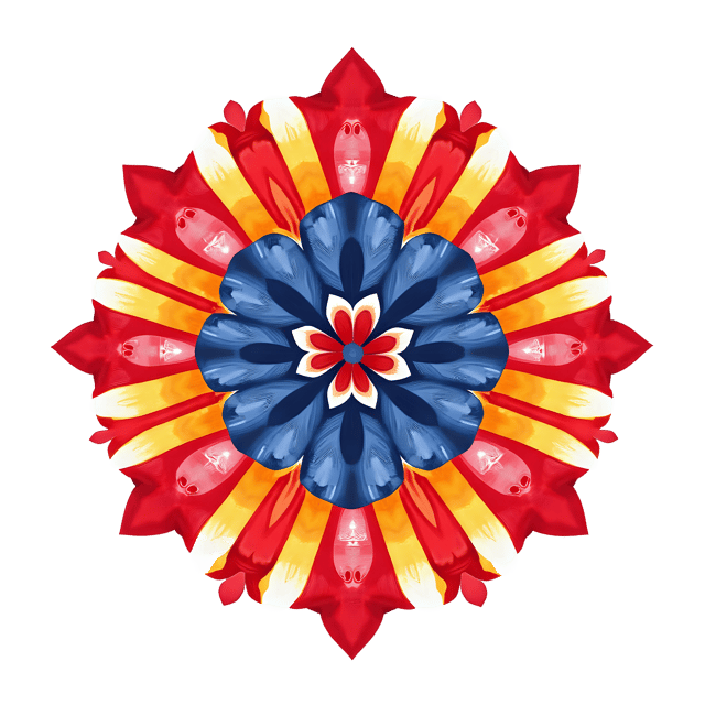 Free transparent PNG: Dynamic Geometric Pattern in Bold Red, Blue, and Yellow with Transparent Background