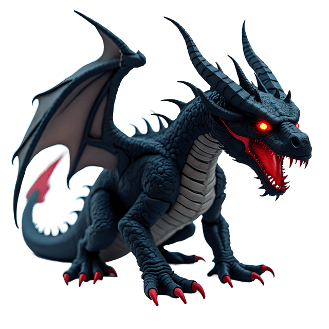 Free transparent PNG: Terrorizing Dark Dragon PNG with Shadow Scales and Glowing Red Eyes