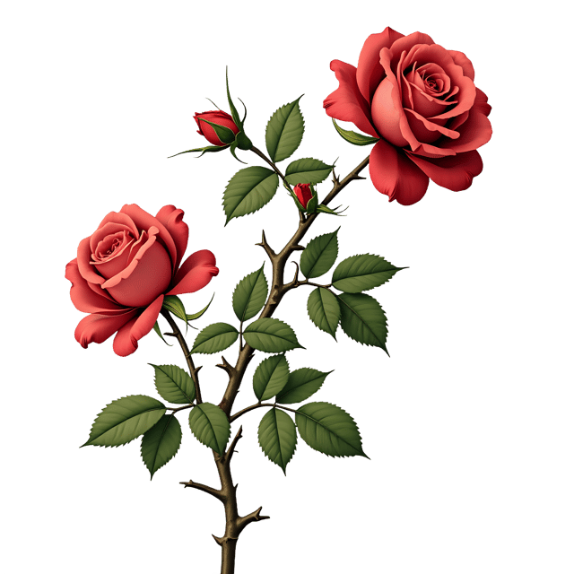 Free transparent PNG: Climbing Roses with Thorns  Botanical Clipart, free png download