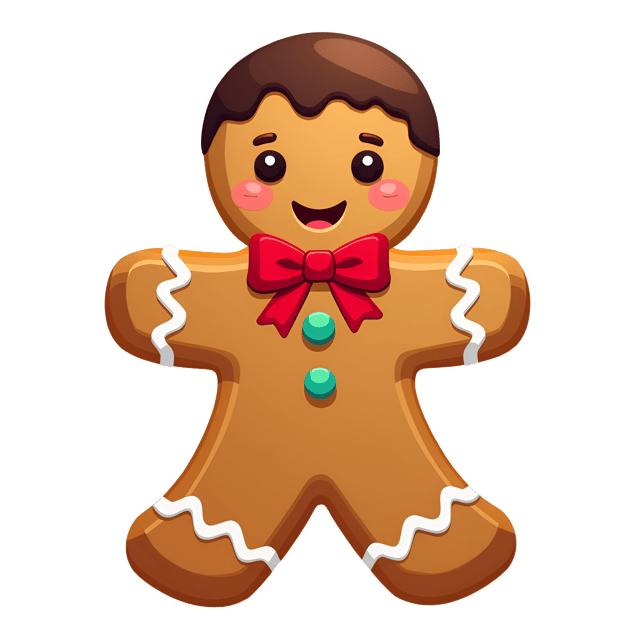 Free transparent PNG: Cute Gingerbread Man Cookie Clipart with Brown Icing and Red Ribbon