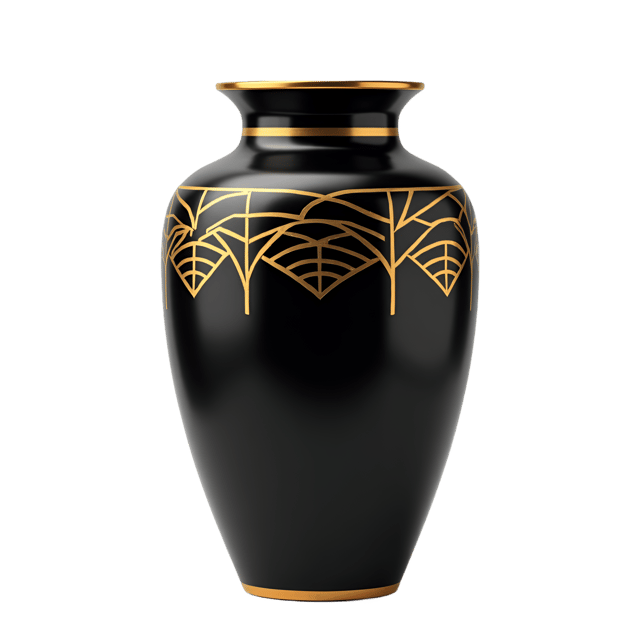 Free transparent PNG: Black and Gold Art Deco Vase  Elegant Decorative Clipart, free downloadable png