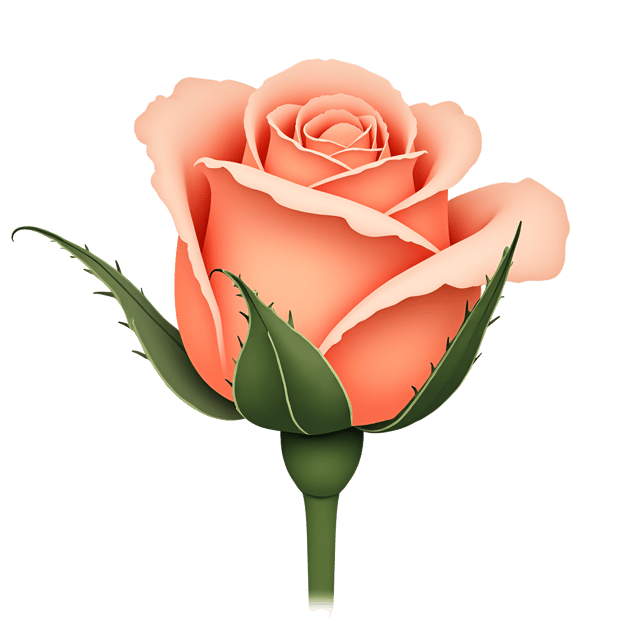 Free transparent PNG: Coral Rosebud Clipart with Soft Peach Undertones and Delicate Thorns