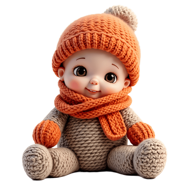 Free transparent PNG: Knitted Doll with Scarf and Mittens PNG Transparent Background