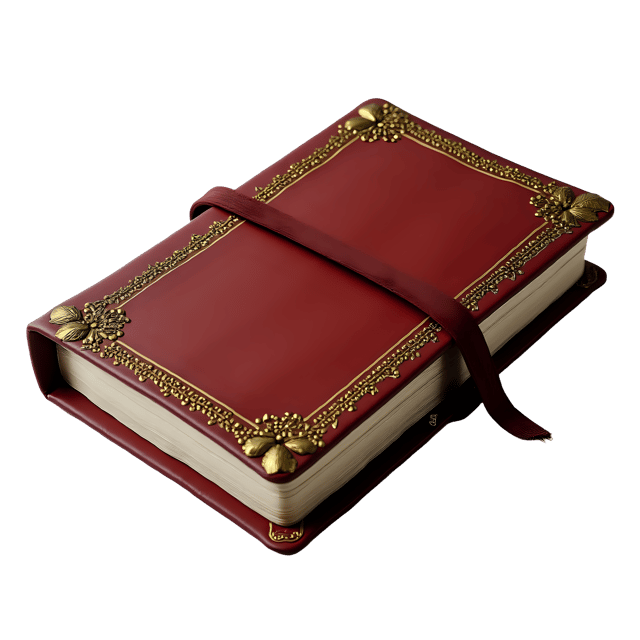 Free transparent PNG: Elegant Travel Journal with Leather Binding and Gold Embellishments