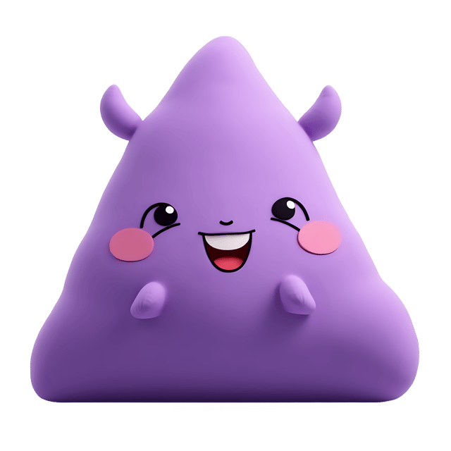 Free transparent PNG: Cuddly Purple Triangle with Playful Grin PNG