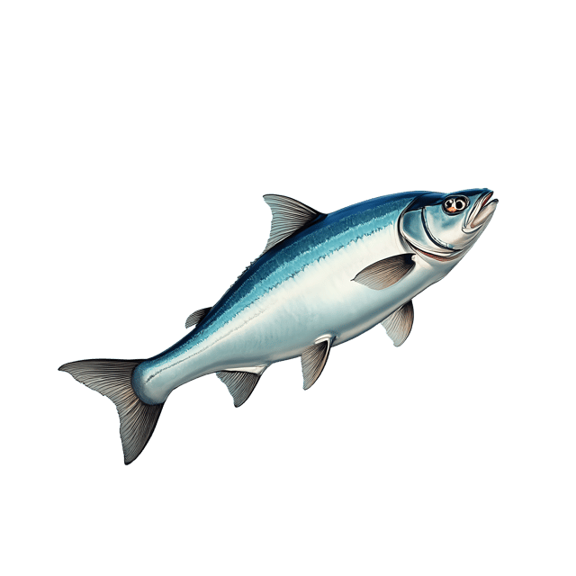 Free transparent PNG: Shiny Silver Fish PNG on Emerald Green Water under Clear Blue Sky with Transparent Background