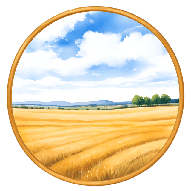 Free transparent PNG: Golden Wheat Fields Under Vast Blue Sky Circular Frame PNG
