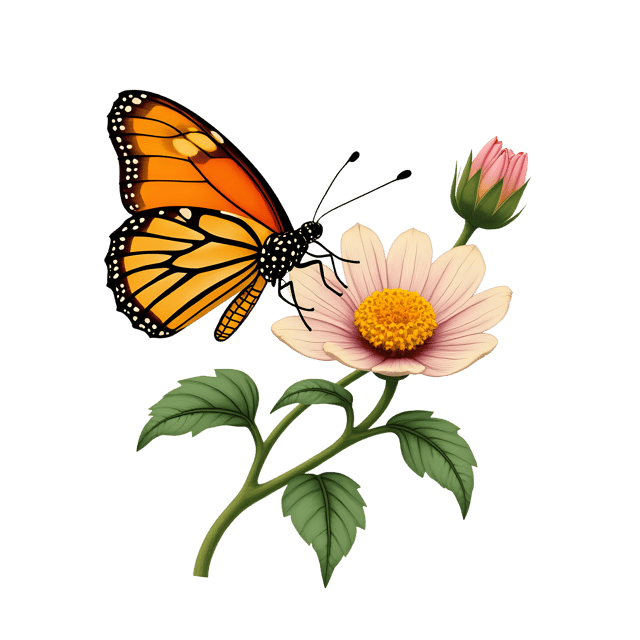 Free transparent PNG: Butterfly PNG on Flower with Transparent Background